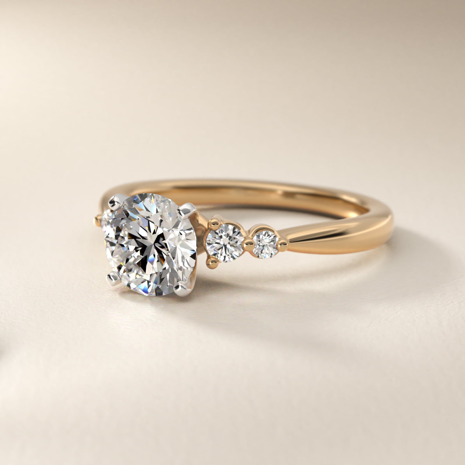 Petite Double Sidestone Diamond Engagement Ring in 14k Yellow Gold (1/6 ct. tw.)