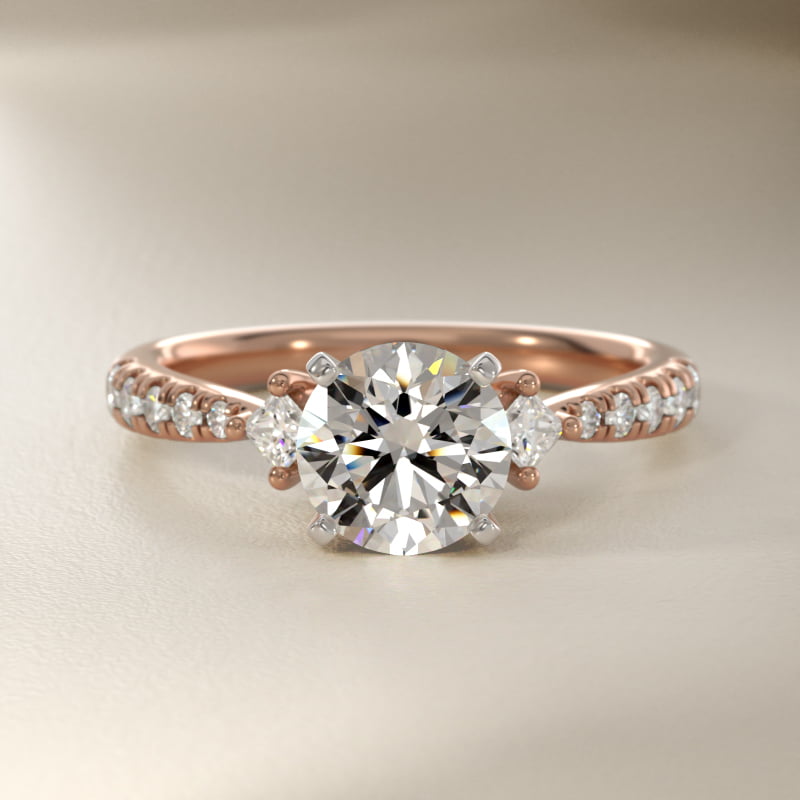East-West Sidestone and Pavé Diamond Engagement Ring in 14k Rose Gold (1/4 ct. tw.)