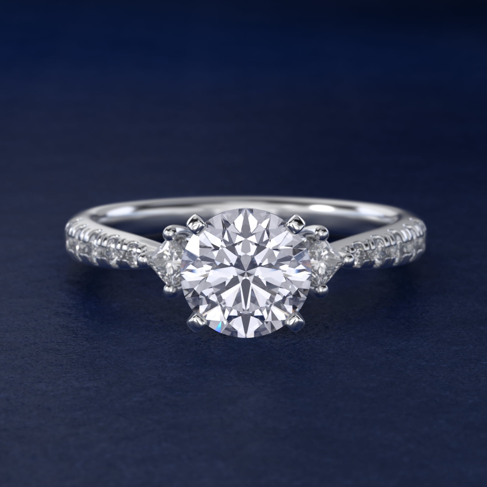 East-West Sidestone and Pavé Diamond Engagement Ring in 14k White Gold (1/4 ct. tw.)