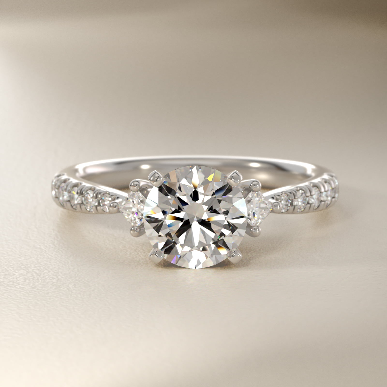 East-West Sidestone and Pavé Diamond Engagement Ring in Platinum (1/4 ct. tw.)
