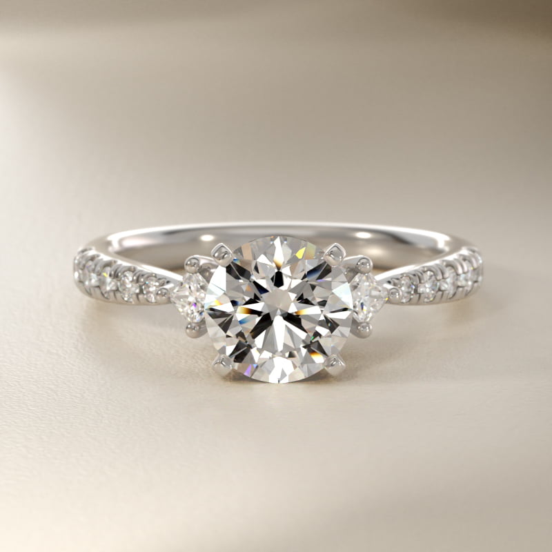 East-West Sidestone and Pavé Diamond Engagement Ring in 14k White Gold (1/4 ct. tw.)