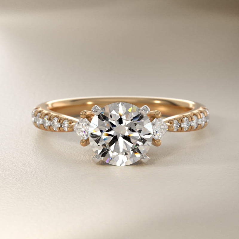 East-West Sidestone and Pavé Diamond Engagement Ring in 14k Yellow Gold (1/4 ct. tw.)