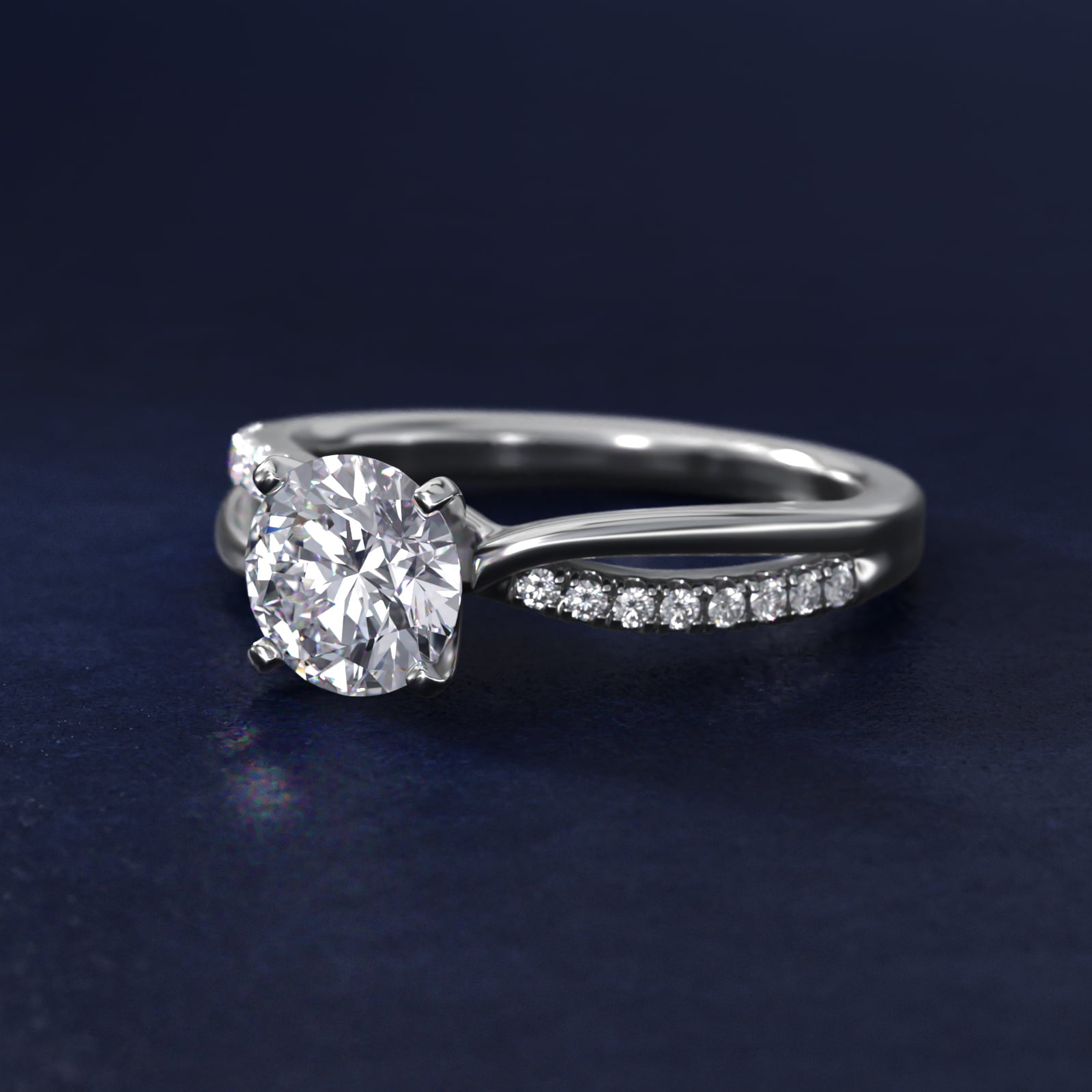 Split Shank Pavé and Plain Shank Diamond Engagement Ring in Platinum (1/10 ct. tw.)