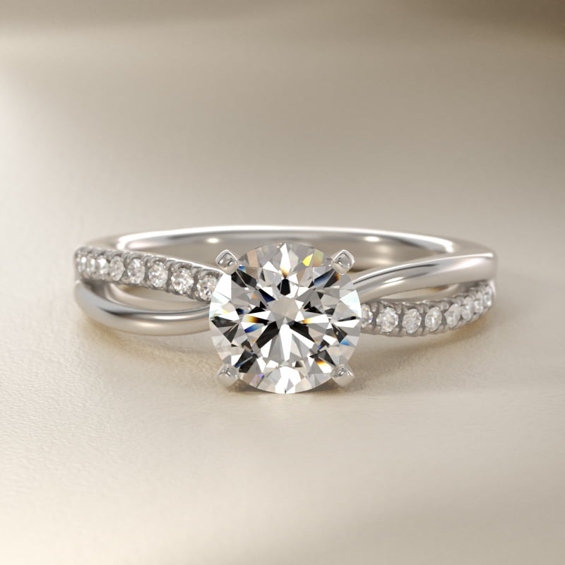 Split Shank Pavé and Plain Shank Diamond Engagement Ring in 18k White Gold (1/10 ct. tw.)