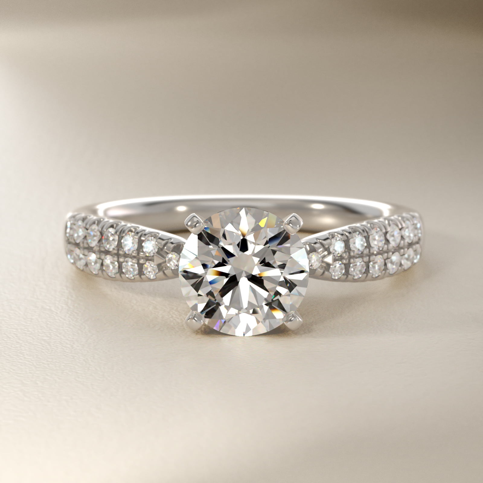 Double Row Tapered Pavé Diamond Engagement Ring in 14k White Gold (1/4 ct. tw.)
