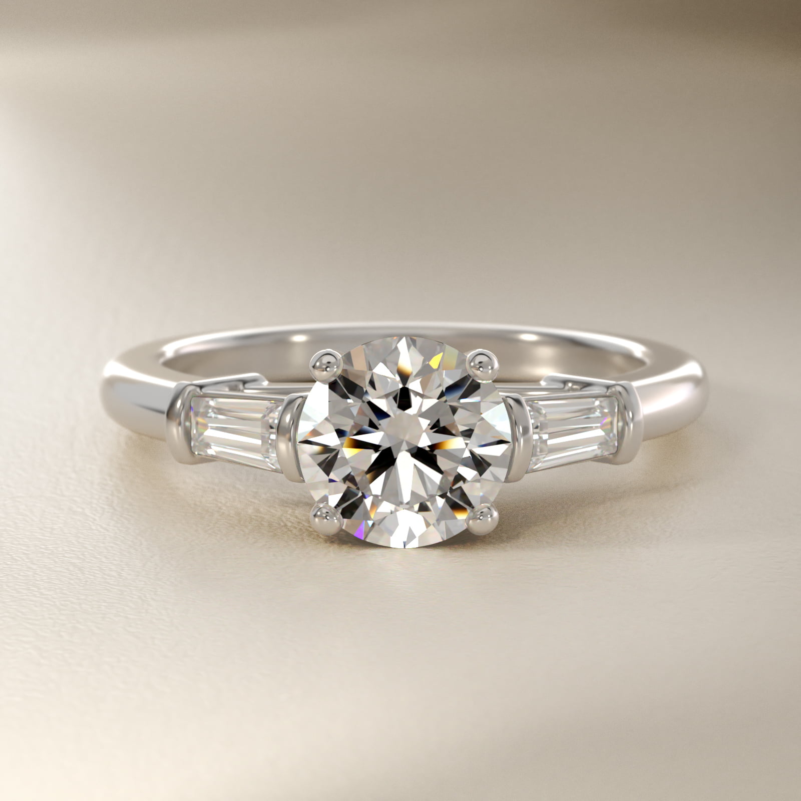 Three-Stone Tapered Baguette Diamond Engagement Ring in Platinum (1/4 ct. tw.)