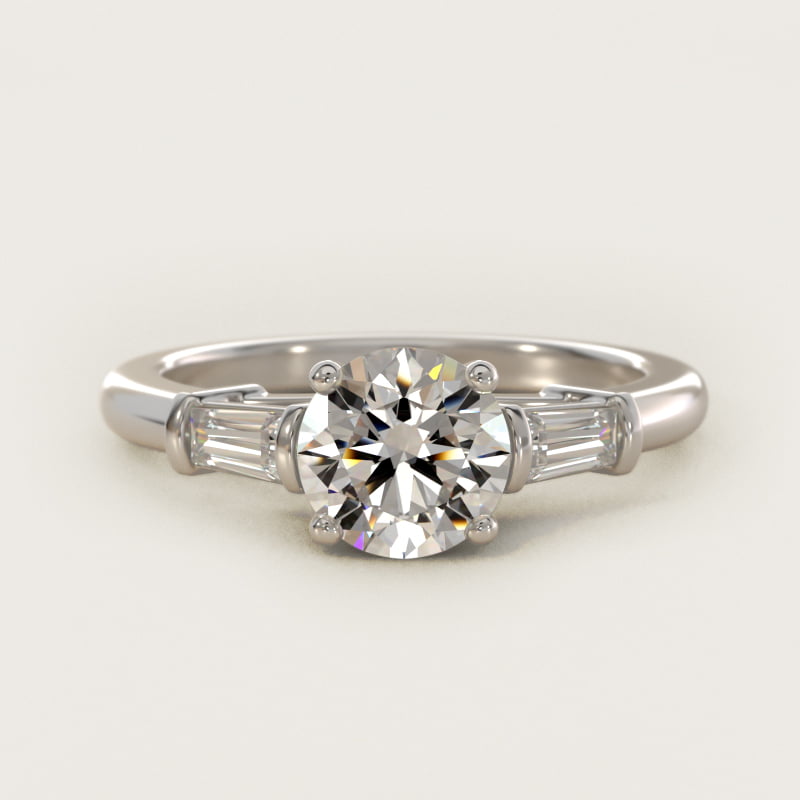 Three-Stone Tapered Baguette Diamond Engagement Ring in 14k White Gold (1/4 ct. tw.)