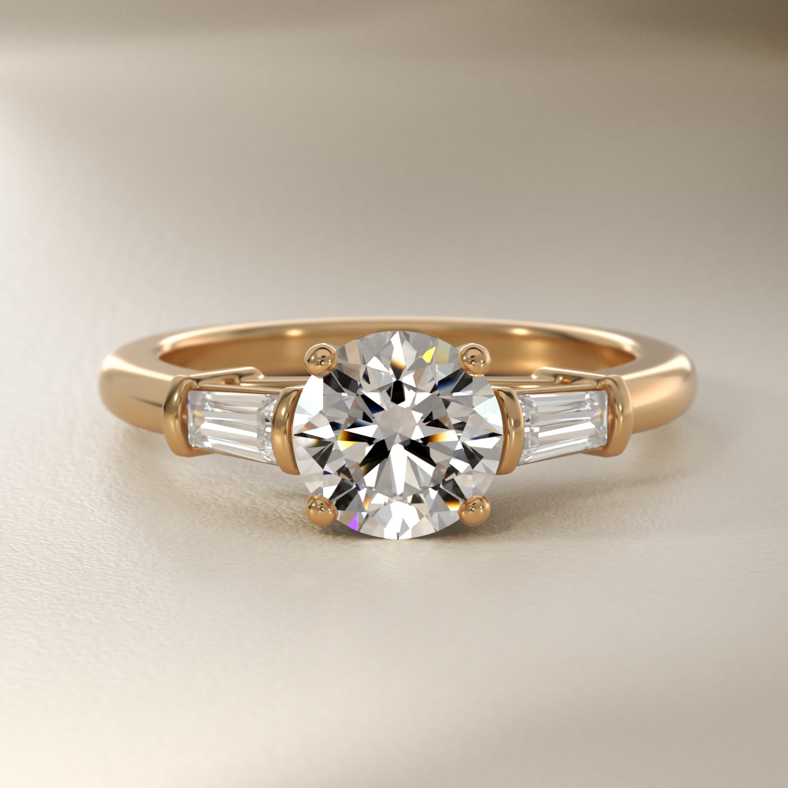 Three-Stone Tapered Baguette Diamond Engagement Ring in 18k Yellow Gold (1/4 ct. tw.)