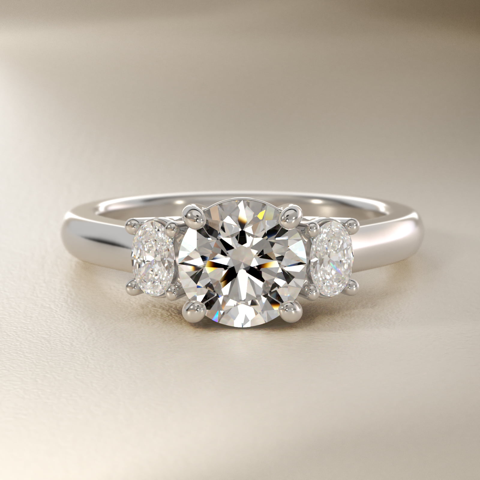 Oval Three-Stone Diamond Engagement Ring in Platinum (1/3 ct. tw.)