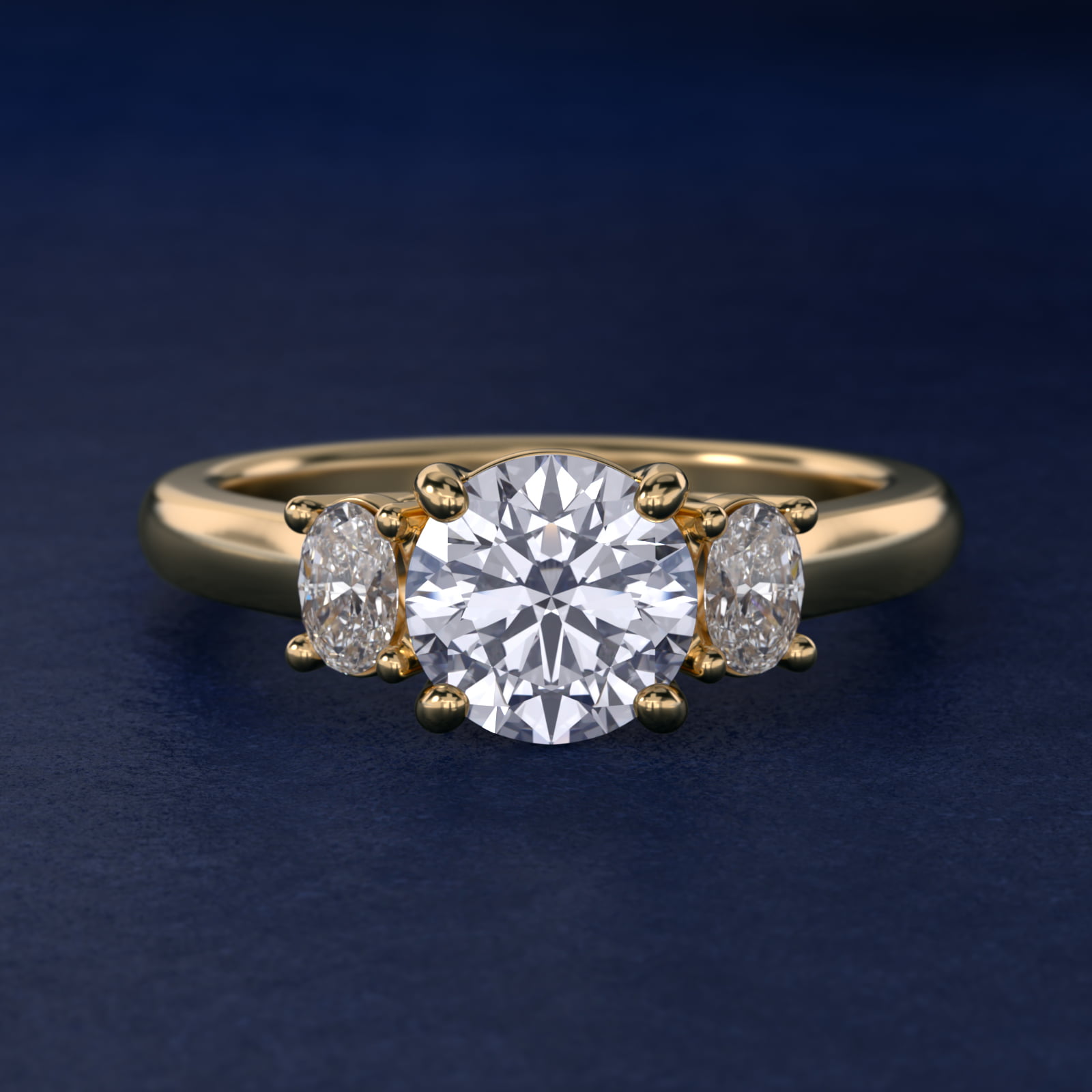 Oval Three-Stone Diamond Engagement Ring in 18k Yellow Gold (1/3 ct. tw.)
