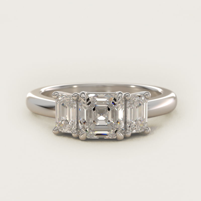 Three-Stone Emerald Cut Diamond Engagement Ring in 14K White Gold (5/8 ct. tw.)