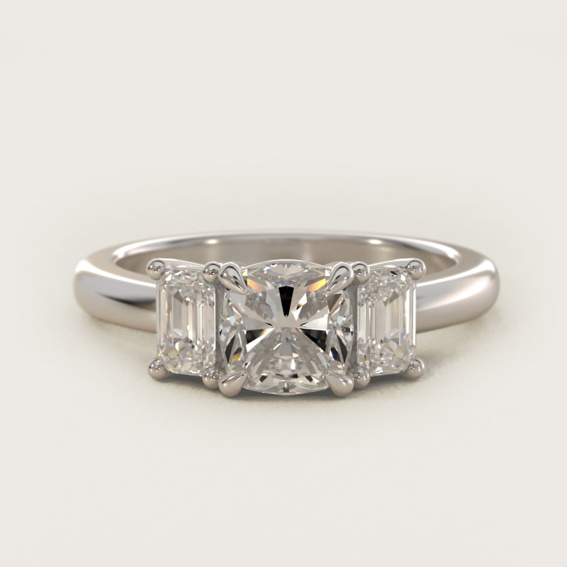 Three-Stone Emerald Cut Diamond Engagement Ring in 14K White Gold (5/8 ct. tw.)