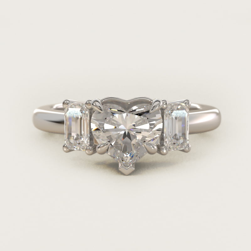 Three-Stone Emerald Cut Diamond Engagement Ring in 14K White Gold (5/8 ct. tw.)