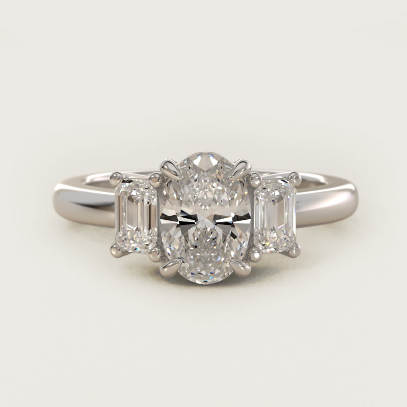 Three-Stone Emerald Cut Diamond Engagement Ring in 14K White Gold (5/8 ct. tw.)