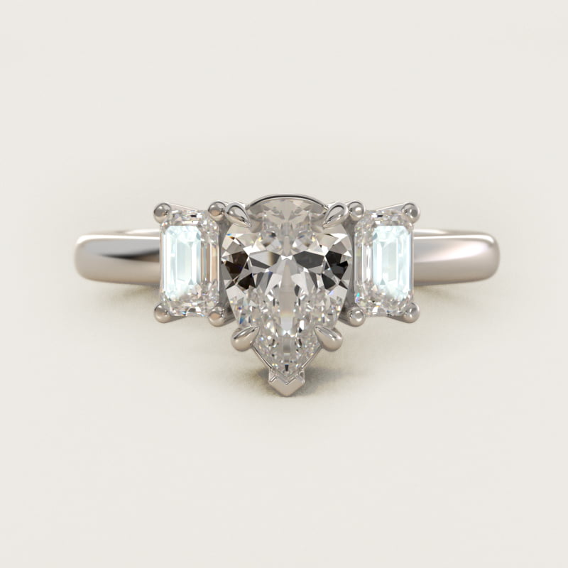 Three-Stone Emerald Cut Diamond Engagement Ring in 14K White Gold (5/8 ct. tw.)