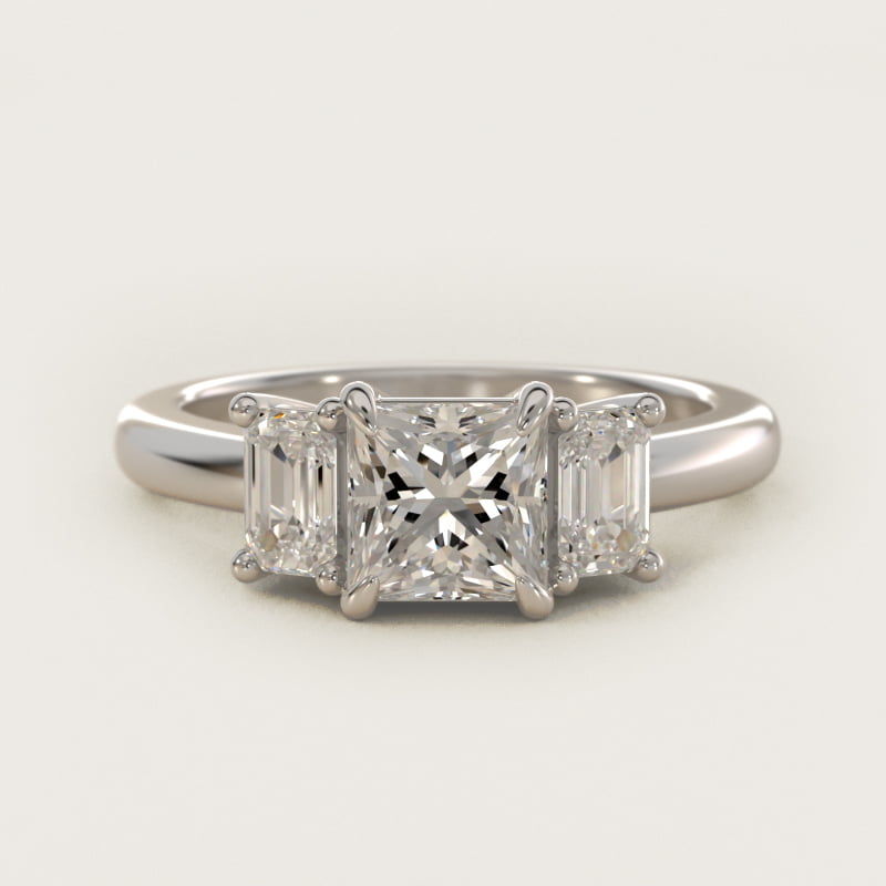 Three-Stone Emerald Cut Diamond Engagement Ring in 14K White Gold (5/8 ct. tw.)