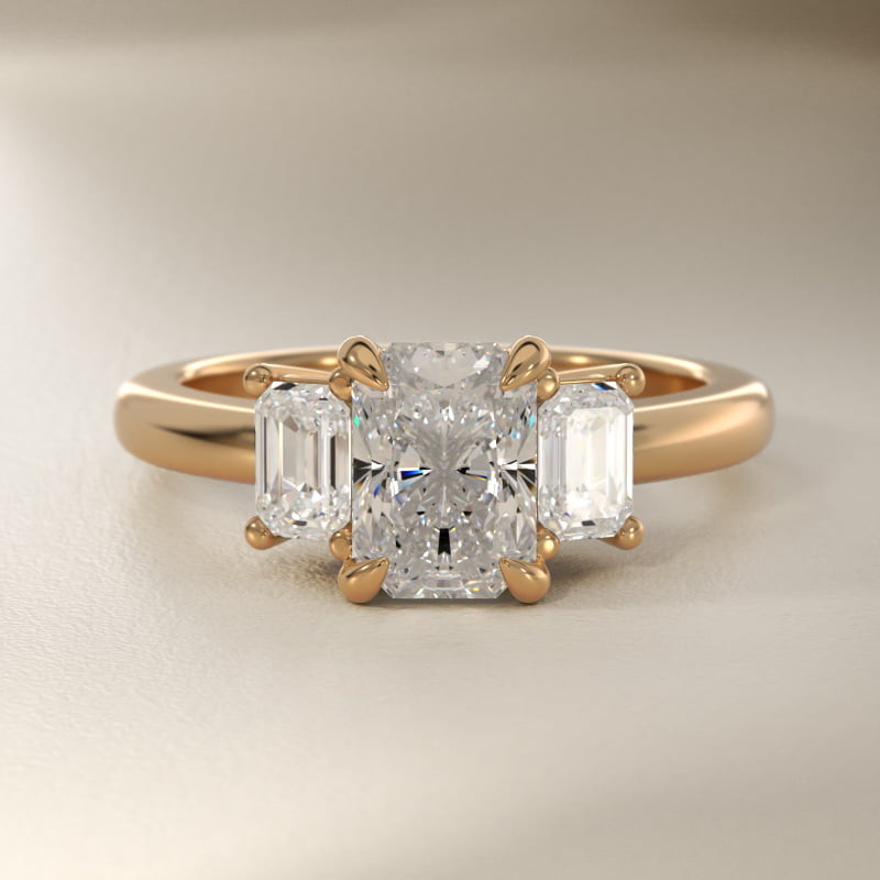 Three-Stone Emerald Cut Lab-Grown Diamond Engagement Ring in 14K Yellow Gold (5/8 ct. tw.)