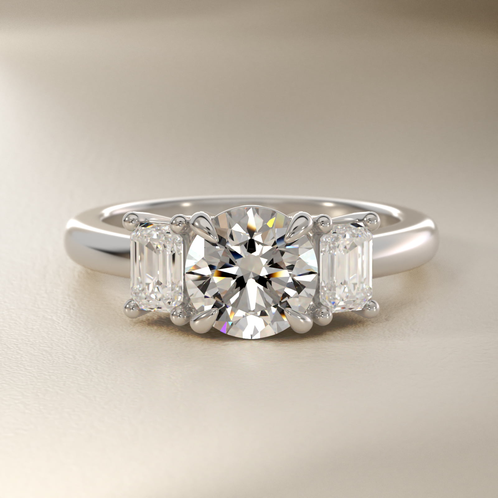Three-Stone Emerald Cut Lab-Grown Diamond Engagement Ring in Platinum (5/8 ct. tw.)