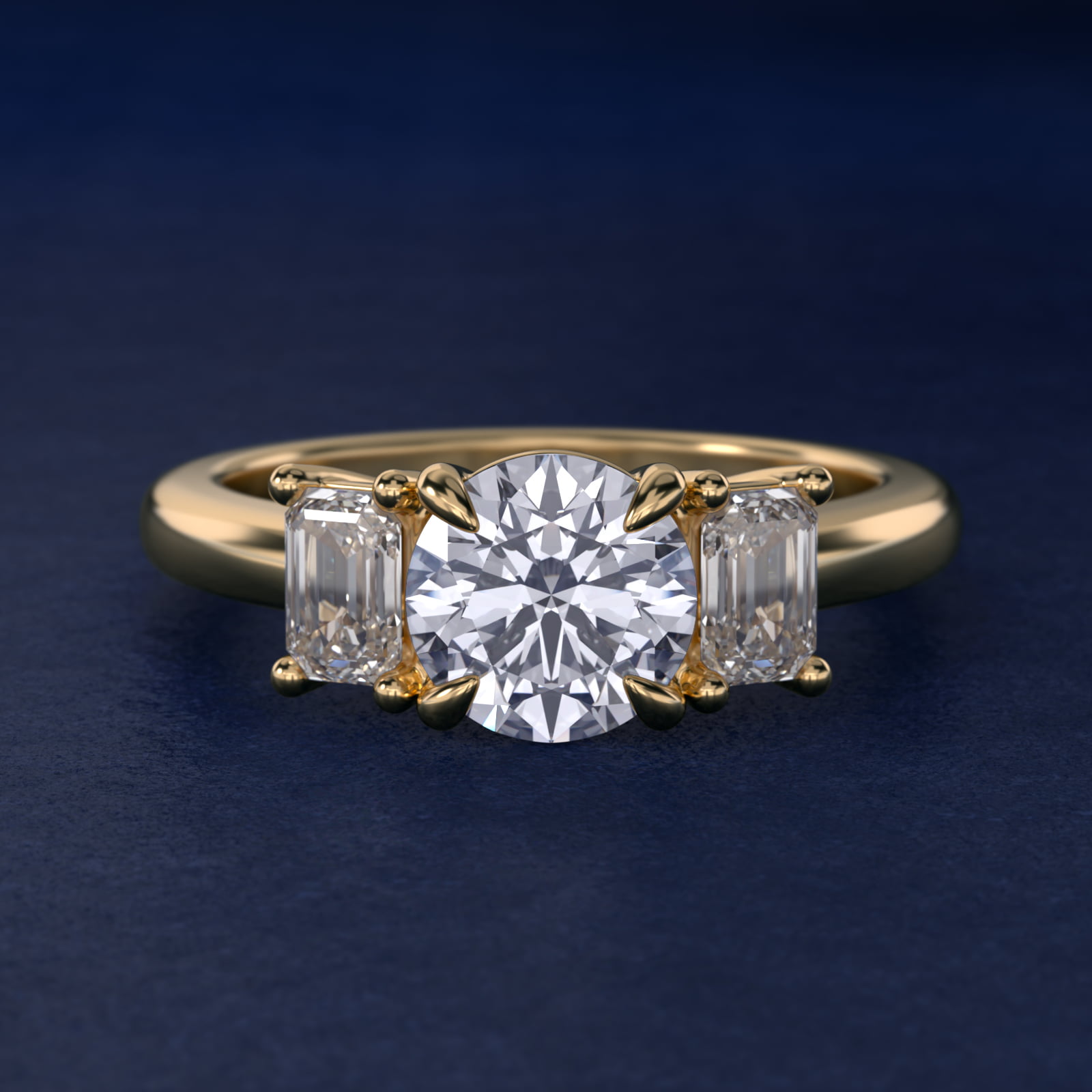 Three-Stone Emerald Cut Diamond Engagement Ring in 14K Yellow Gold (5/8 ct. tw.)