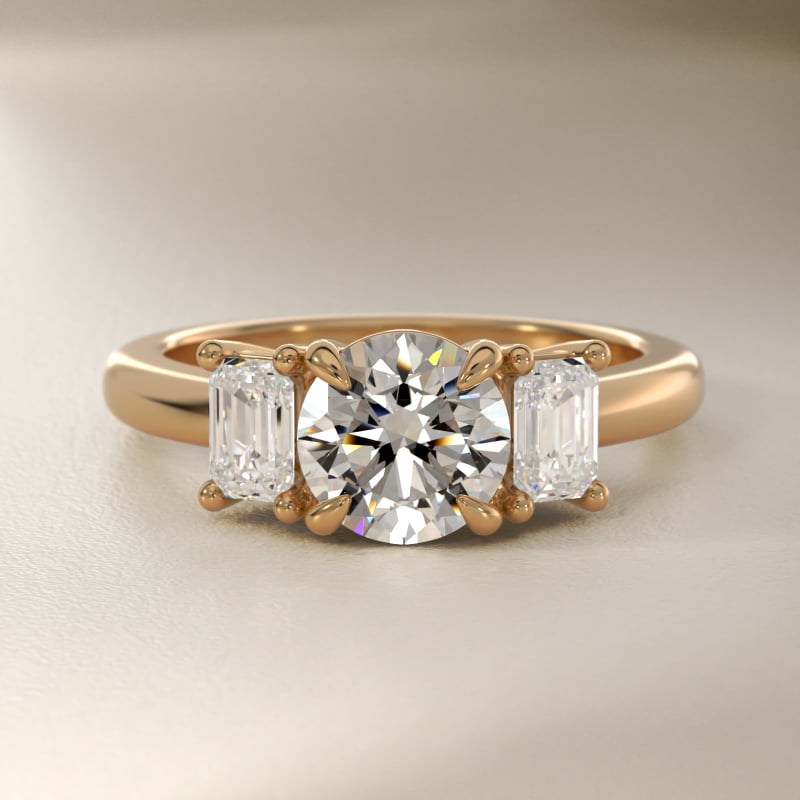 Three-Stone Emerald Cut Lab-Grown Diamond Engagement Ring in 14K Yellow Gold (5/8 ct. tw.)