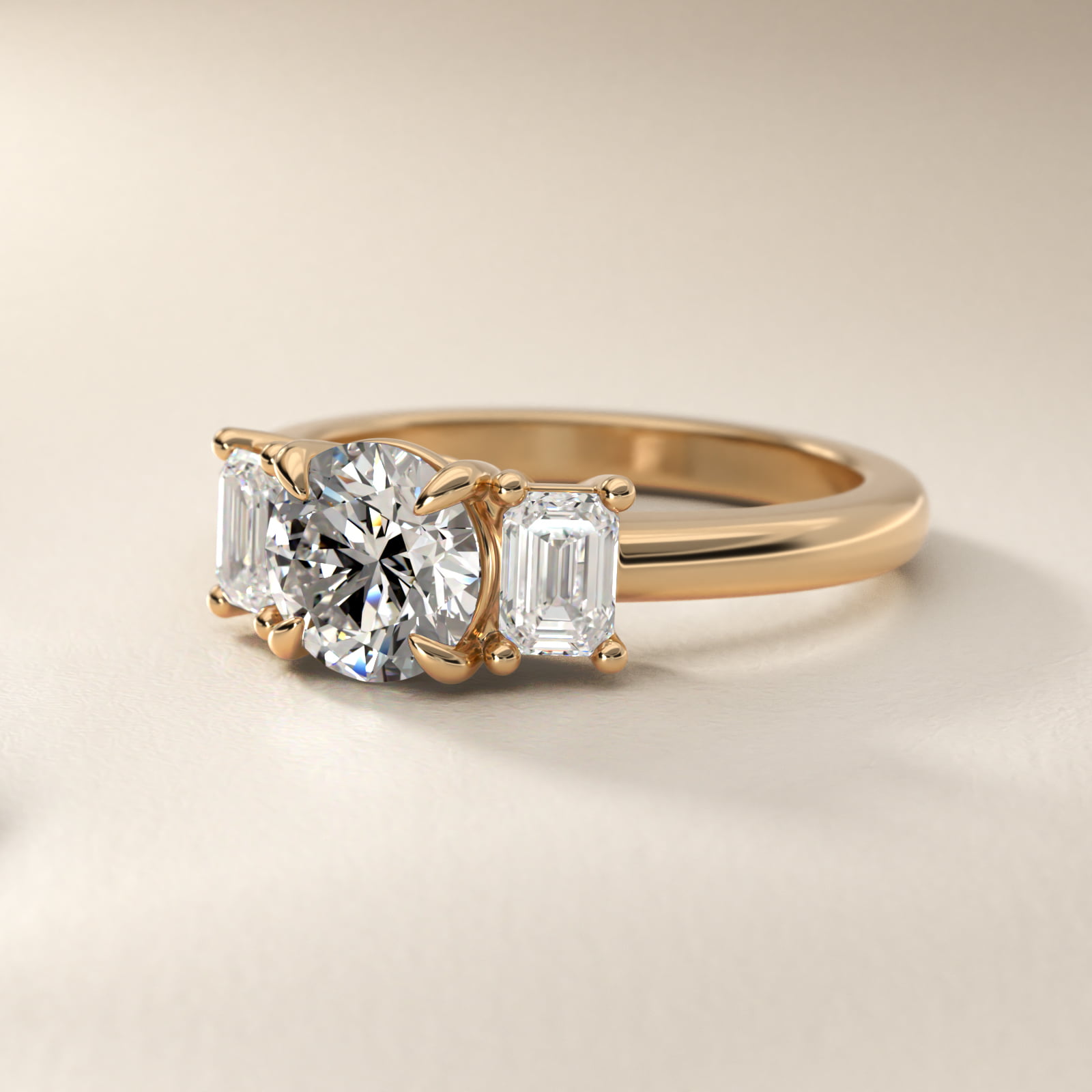 Three-Stone Emerald Cut Diamond Engagement Ring in 18k Yellow Gold (5/8 ct. tw.)