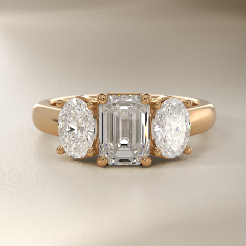 Oval Three-Stone Lab-Grown Diamond Engagement Ring in 14K Yellow Gold (1 ct. tw.)