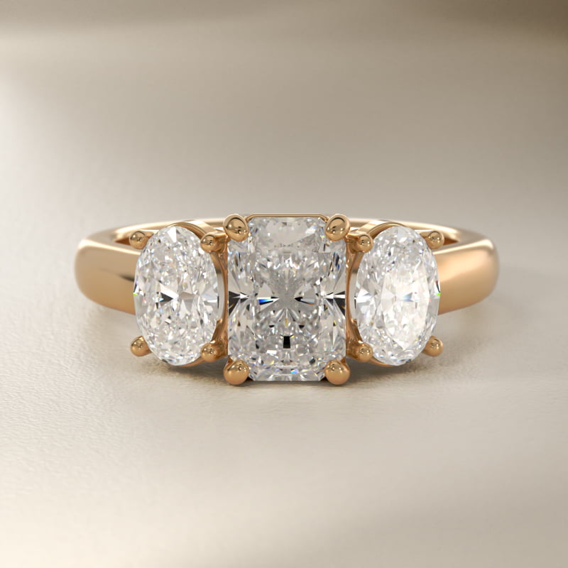 Oval Three-Stone Lab-Grown Diamond Engagement Ring in 14K Yellow Gold (1 ct. tw.)