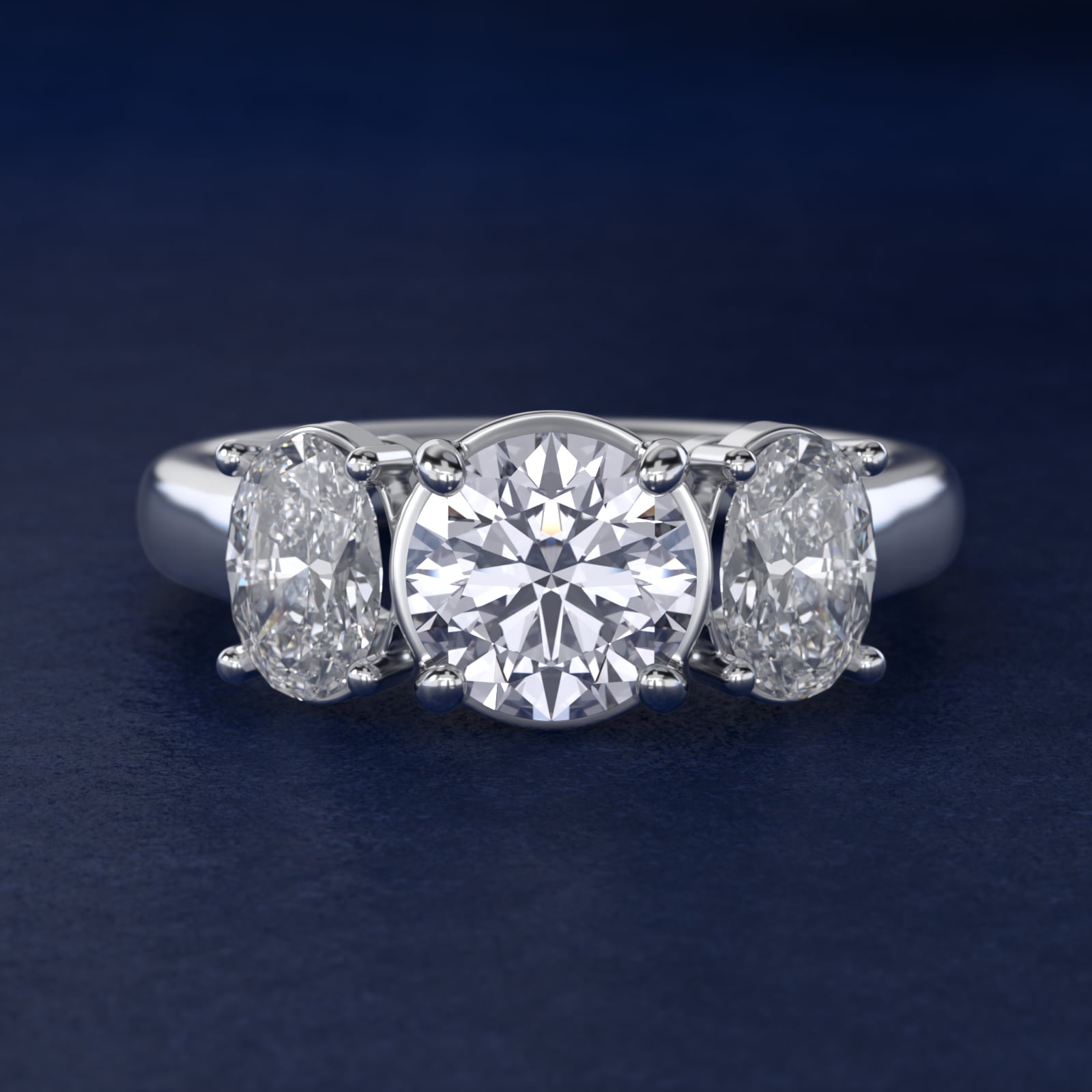 Oval Three-Stone Lab-Grown Diamond Engagement Ring in 18k White Gold (1 ct. tw.)