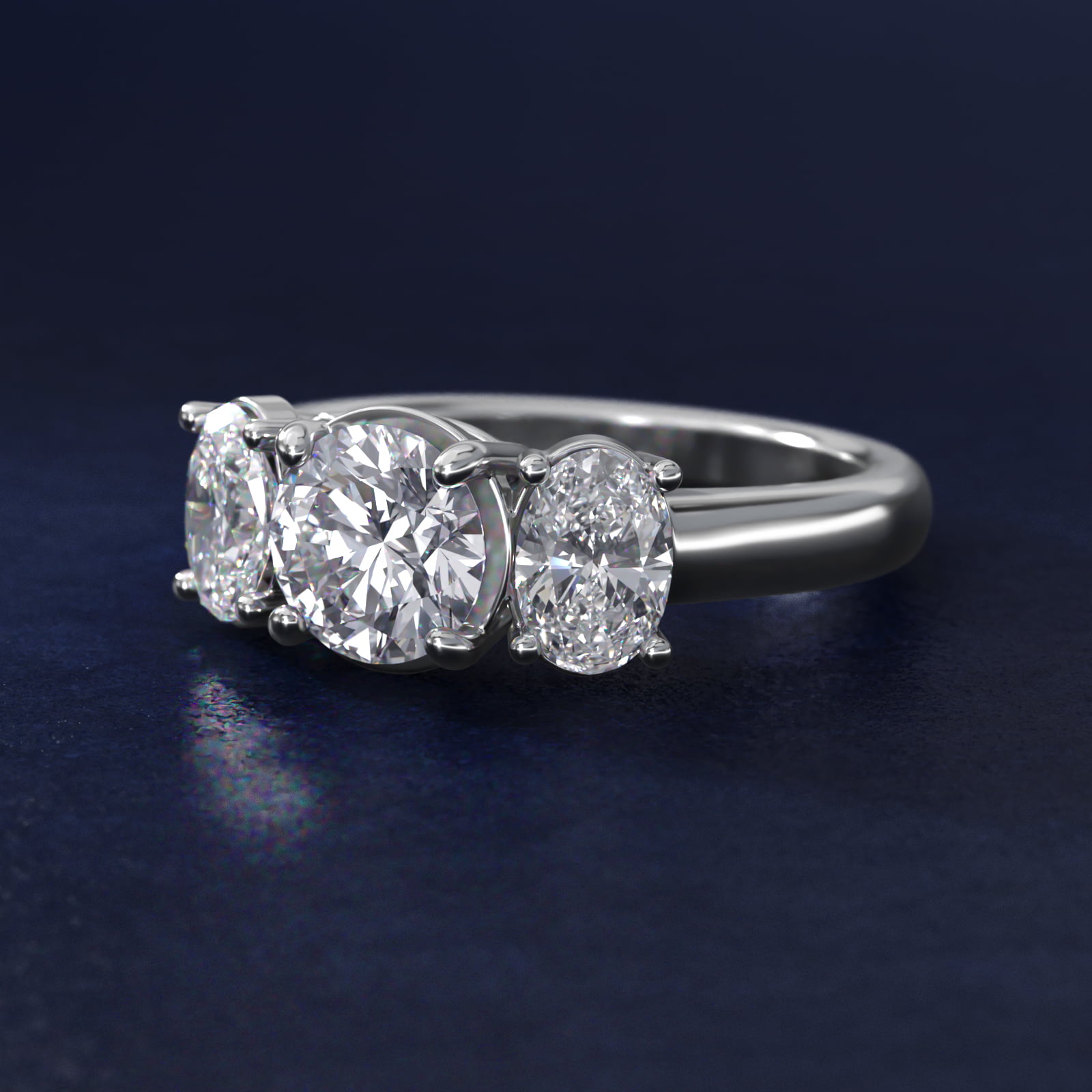 Oval Three-Stone Lab-Grown Diamond Engagement Ring in 14k White Gold (1 ct. tw.)