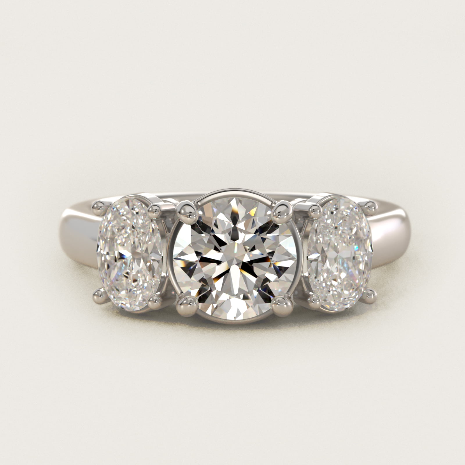 Oval Three-Stone Diamond Engagement Ring in 14k White Gold (1 ct. tw.)