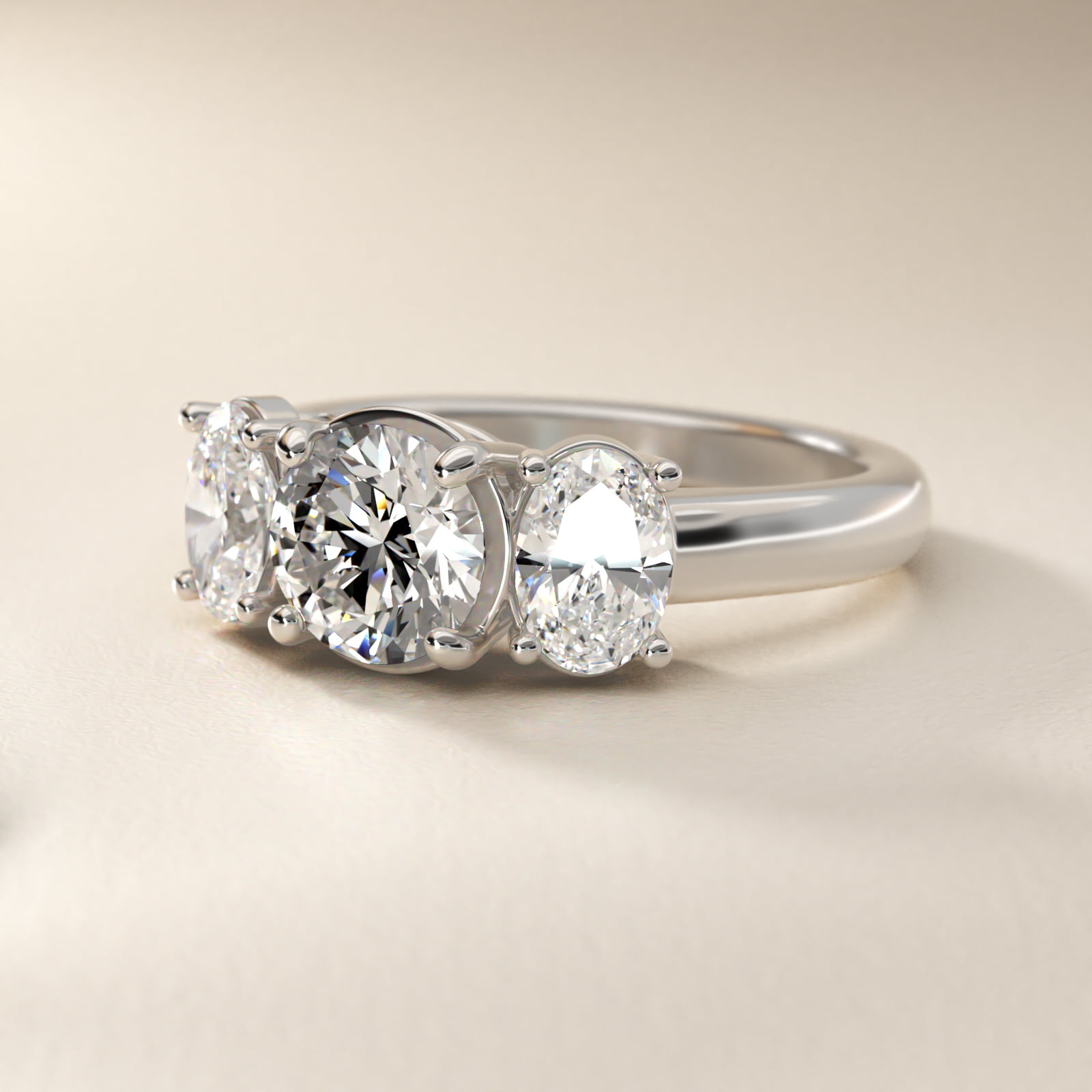 Oval Three-Stone Lab-Grown Diamond Engagement Ring in Platinum (1 ct. tw.)
