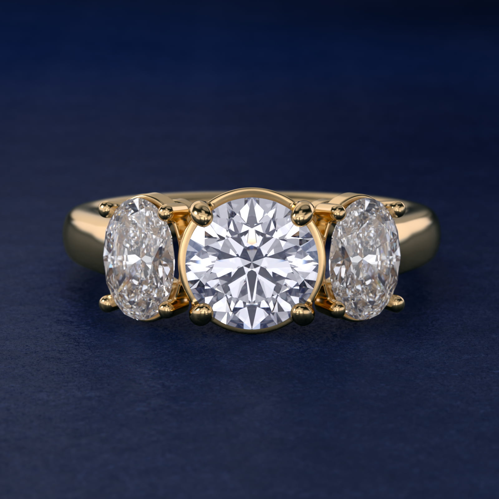 Oval Three-Stone Diamond Engagement Ring in 18k Yellow Gold (1 ct. tw.)