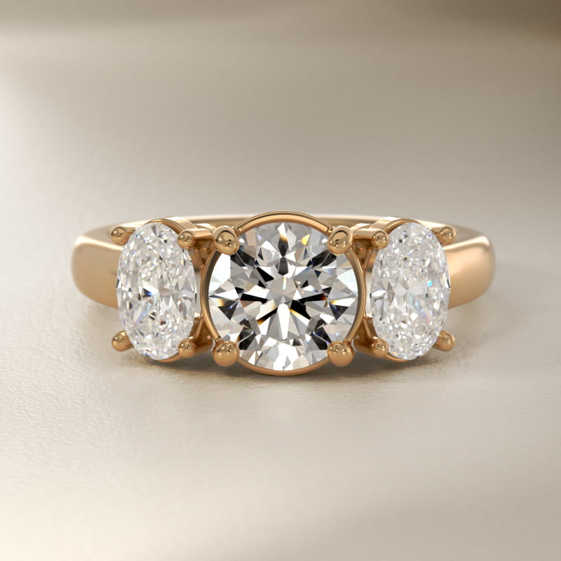 Oval Three-Stone Lab-Grown Diamond Engagement Ring in 14K Yellow Gold (1 ct. tw.)