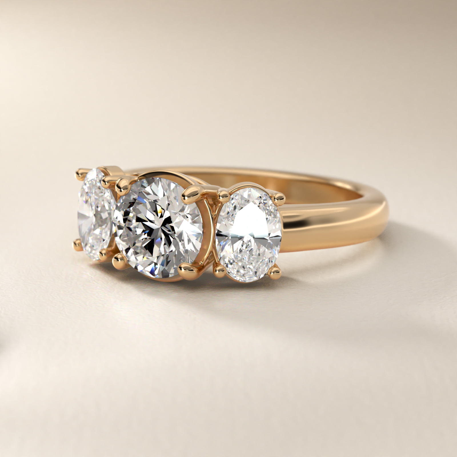 Oval Three-Stone Lab-Grown Diamond Engagement Ring in 18k Yellow Gold (1 ct. tw.)