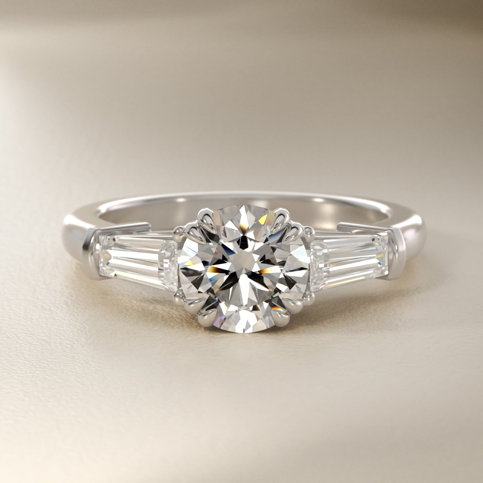 Three-Stone Tapered Baguette Diamond Engagement Ring in Platinum (1/2 ct. tw.)