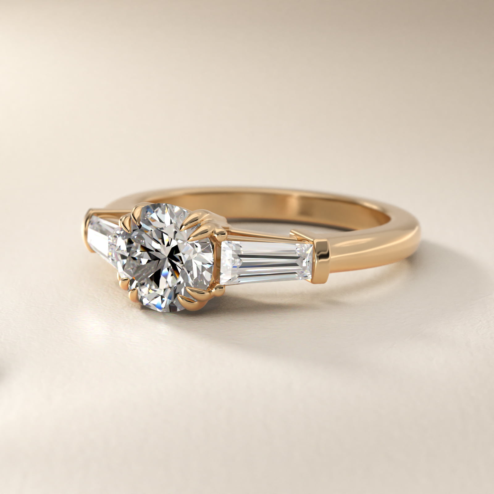 Three-Stone Tapered Baguette Diamond Engagement Ring in 14K Yellow Gold (1/2 ct. tw.)