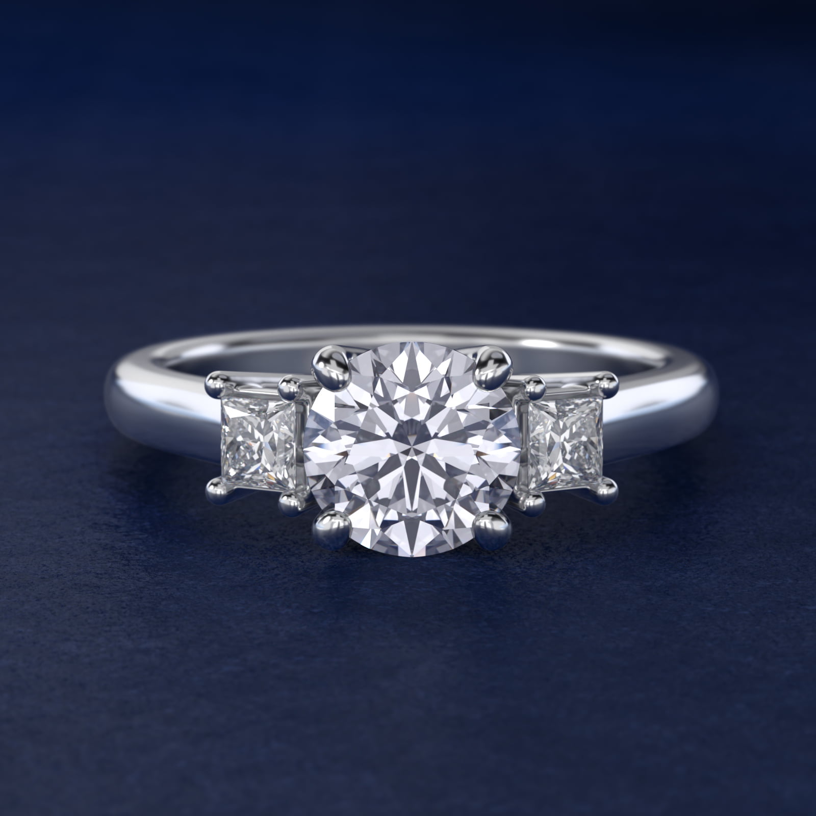 Three-Stone Princess Diamond Engagement Ring in 18k White Gold (1/3 ct. tw.)