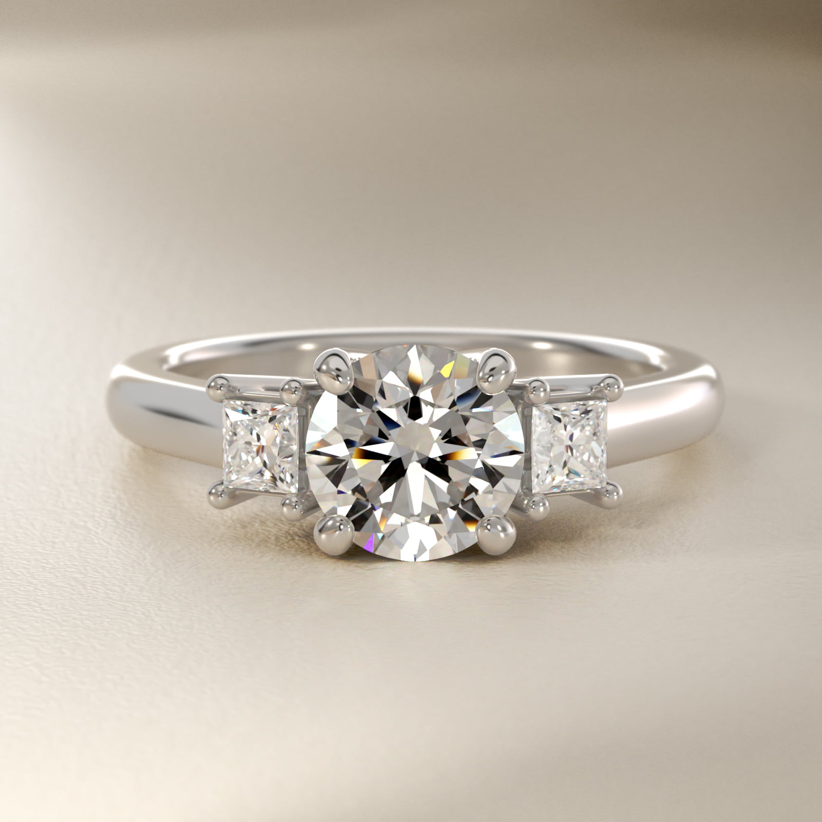 Three-Stone Princess Diamond Engagement Ring in 14k White Gold (1/3 ct. tw.)