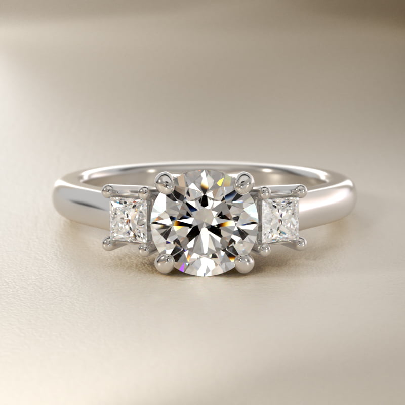 Three-Stone Princess Diamond Engagement Ring in 18k White Gold (1/3 ct. tw.)