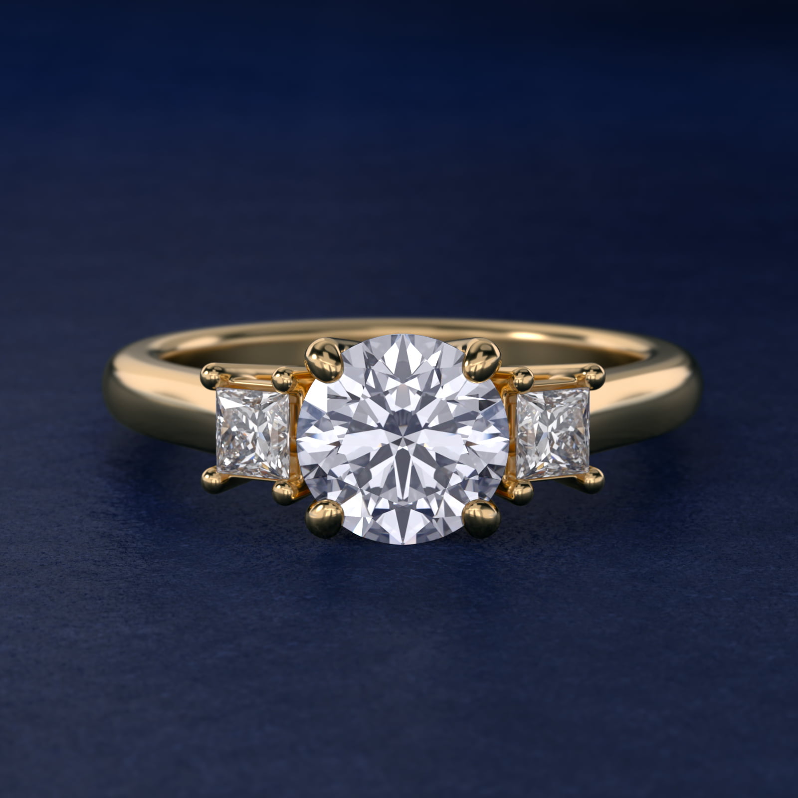 Three-Stone Princess Diamond Engagement Ring in 18k Yellow Gold (1/3 ct. tw.)