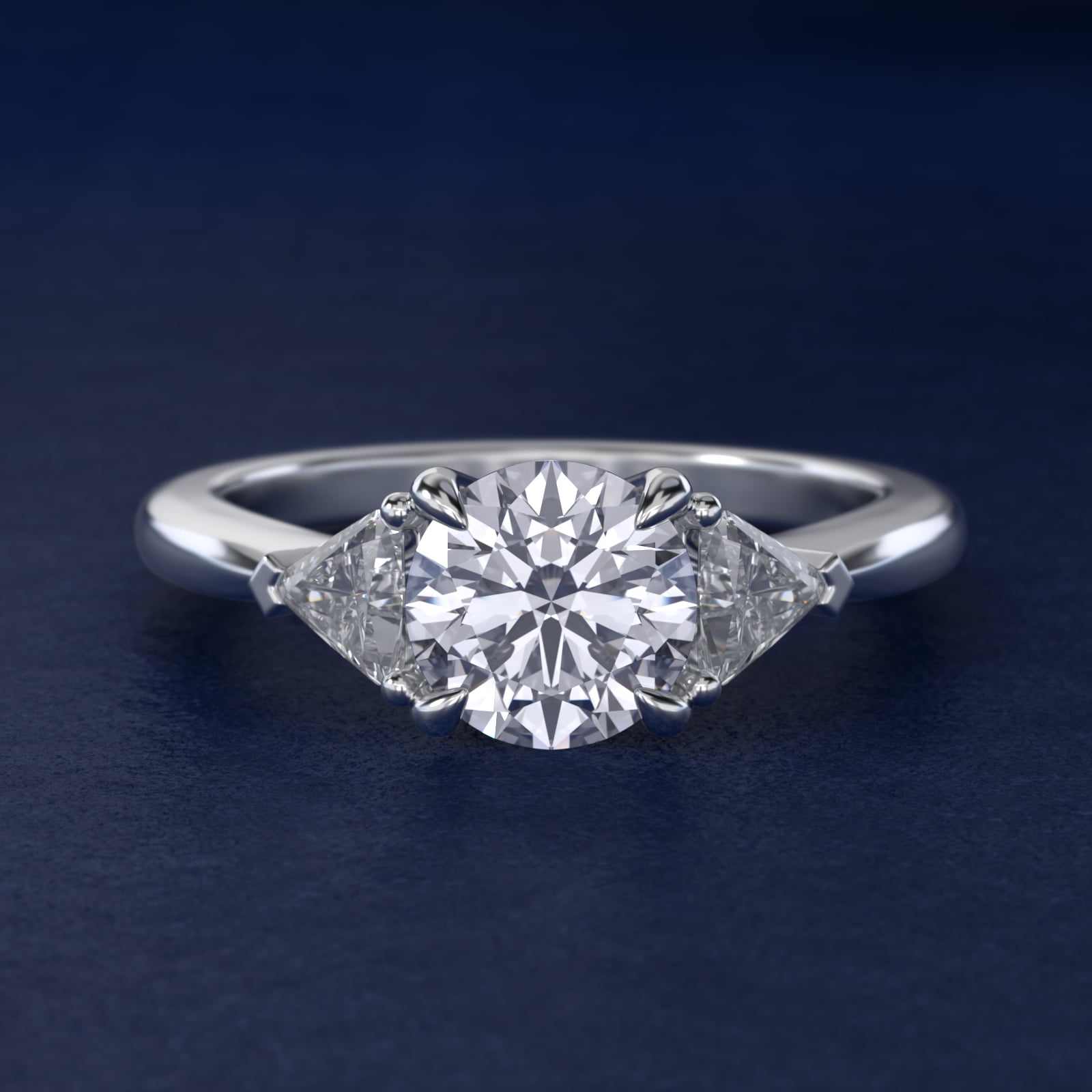 Three-Stone Trillion Diamond Engagement Ring in 18k White Gold (1/3 ct. tw.)