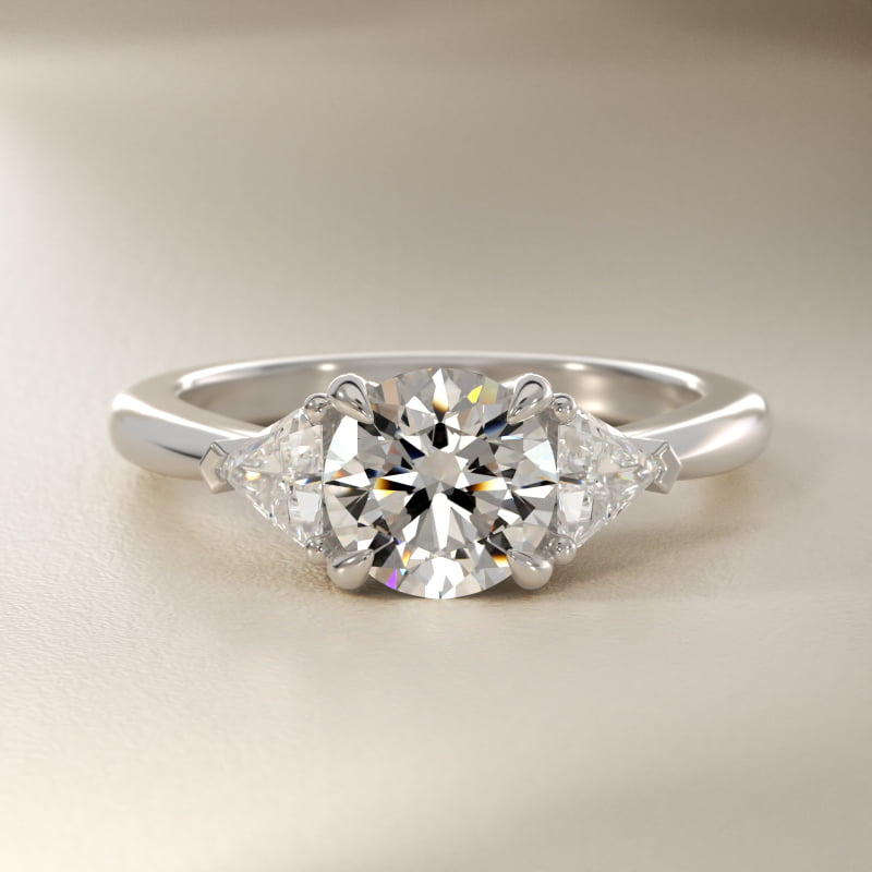 Three-Stone Trillion Lab-Grown Diamond Engagement Ring in 14k White Gold (1/3 ct. tw.)