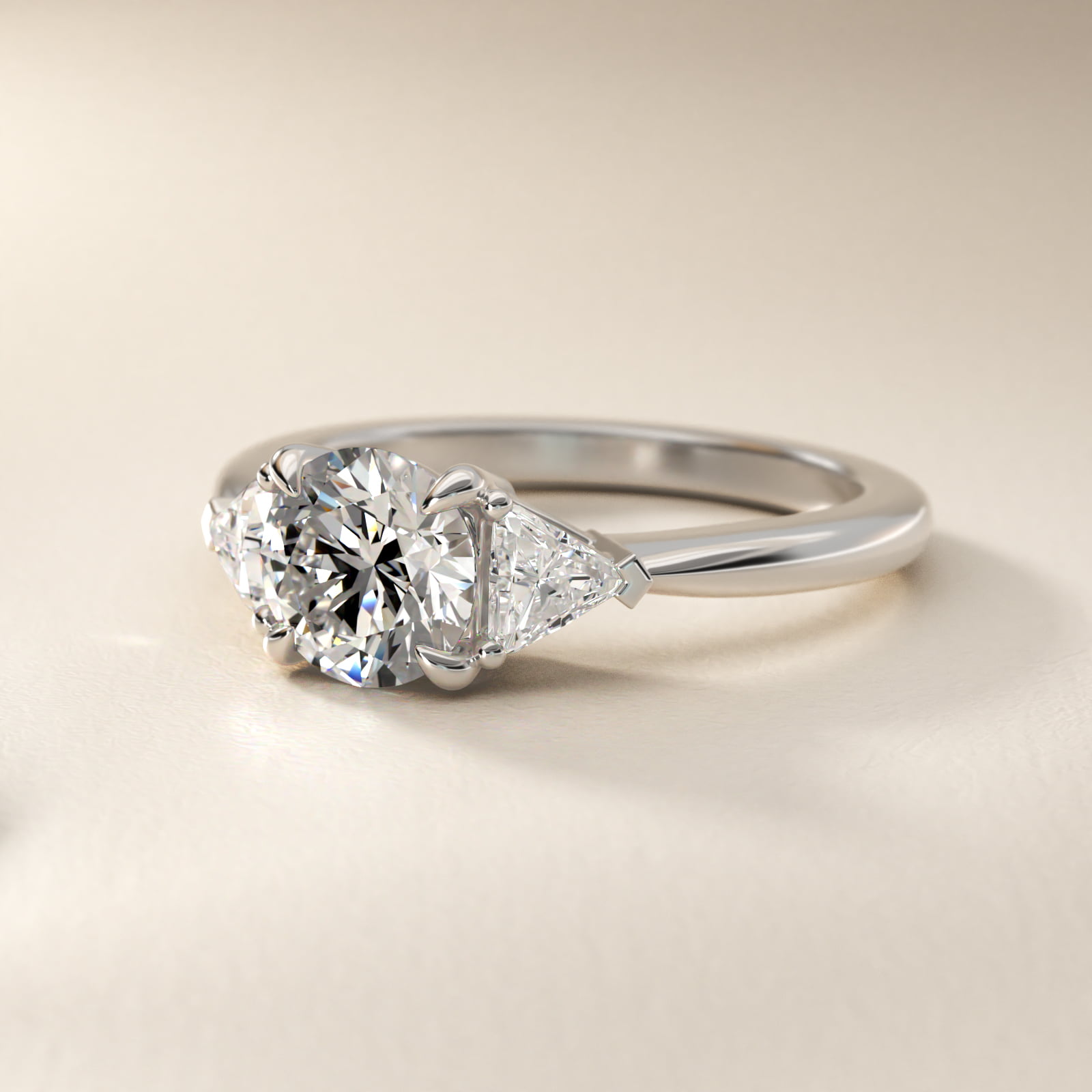 Three-Stone Trillion Lab-Grown Diamond Engagement Ring in 14k White Gold (1/3 ct. tw.)