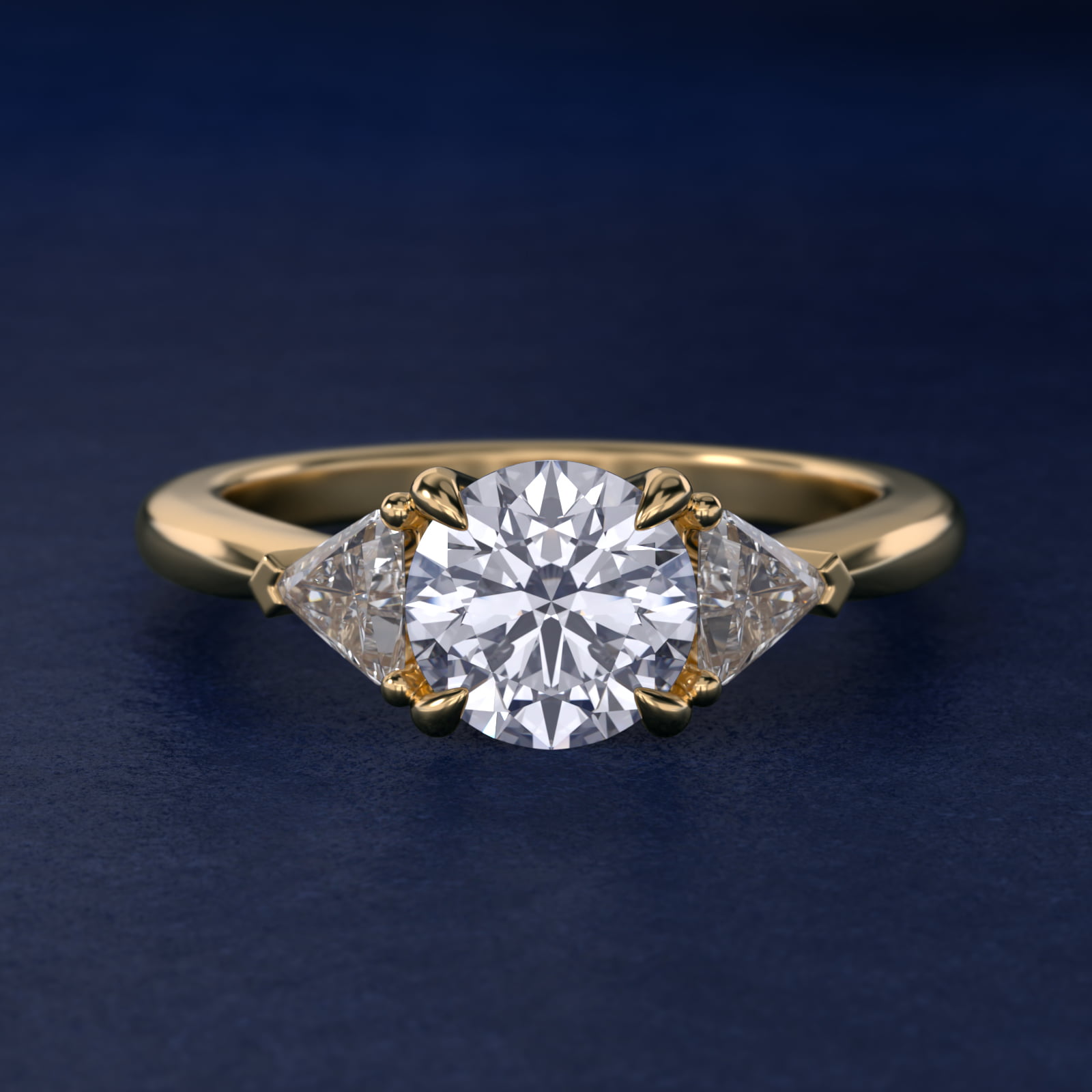 Three-Stone Trillion Diamond Engagement Ring in 18k Yellow Gold (1/3 ct. tw.)
