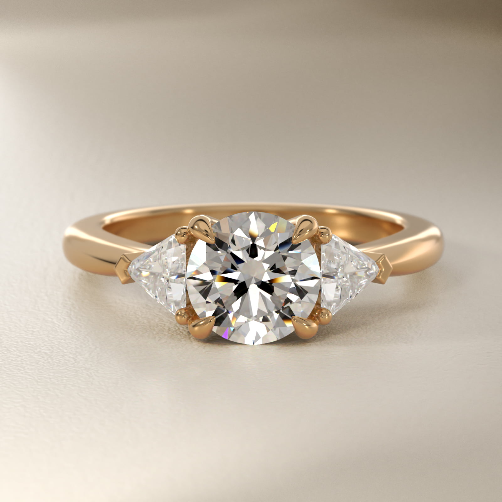 Three-Stone Trillion Lab-Grown Diamond Engagement Ring in 14K Yellow Gold (1/3 ct. tw.)