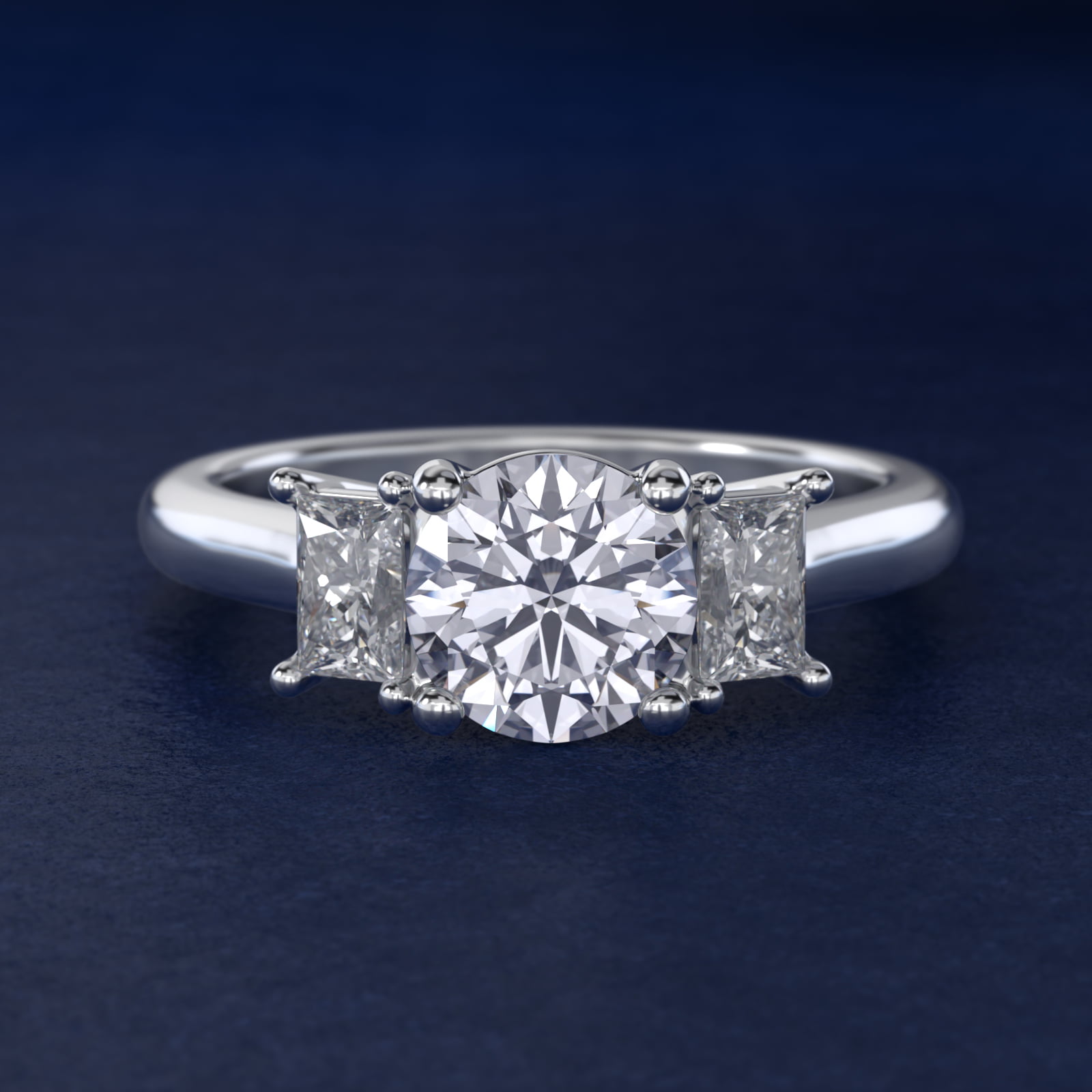 Three-Stone Elongated Princess Diamond Engagement Ring in Platinum (1/2 ct. tw.)