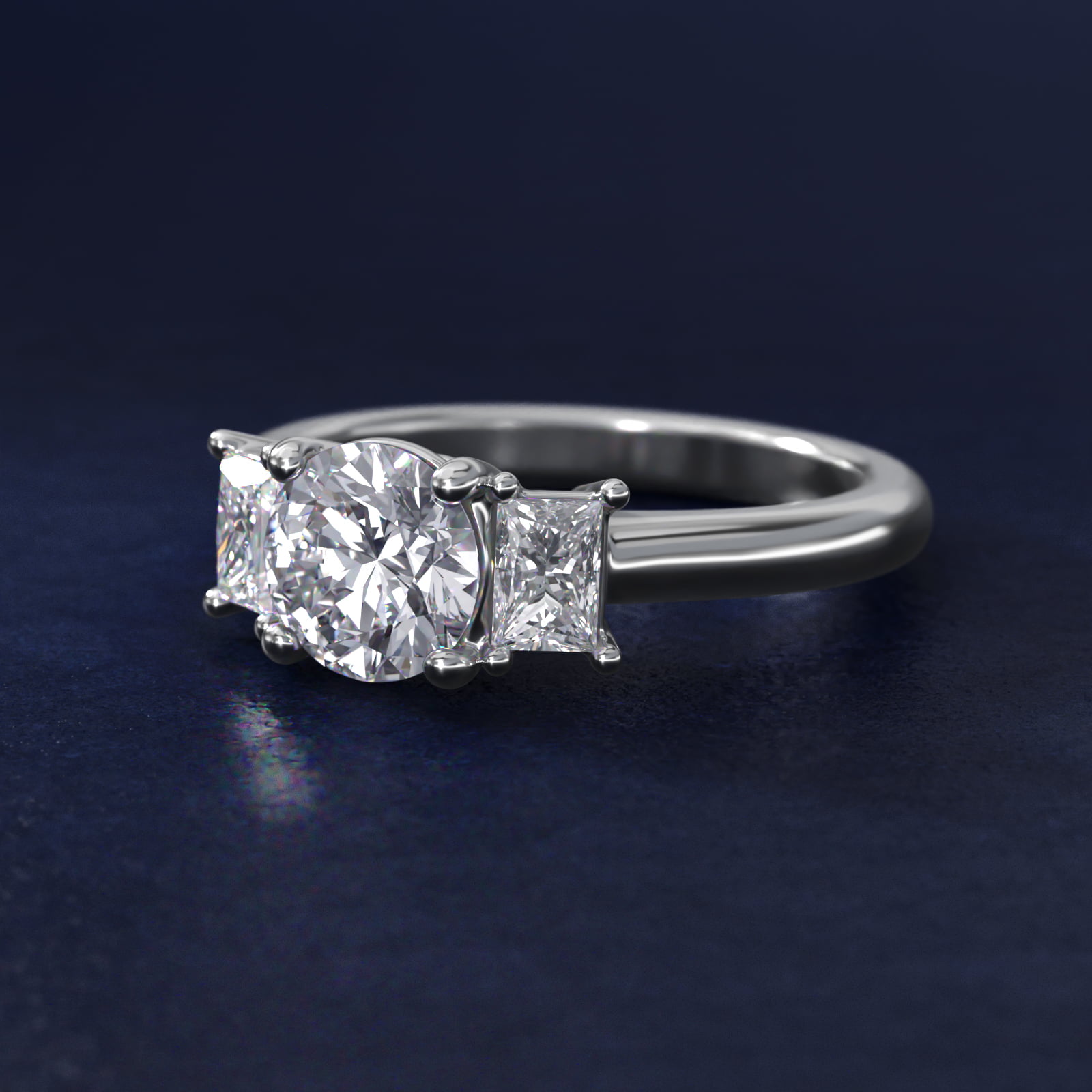 Three-Stone Elongated Princess Diamond Engagement Ring in 14K White Gold (1/2 ct. tw.)