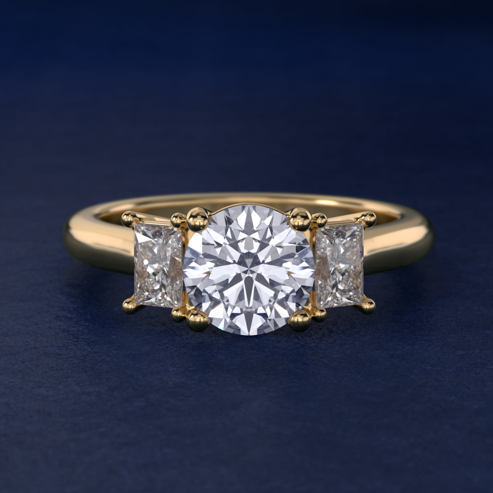 Three-Stone Elongated Princess Diamond Engagement Ring in 14K Yellow Gold (1/2 ct. tw.)