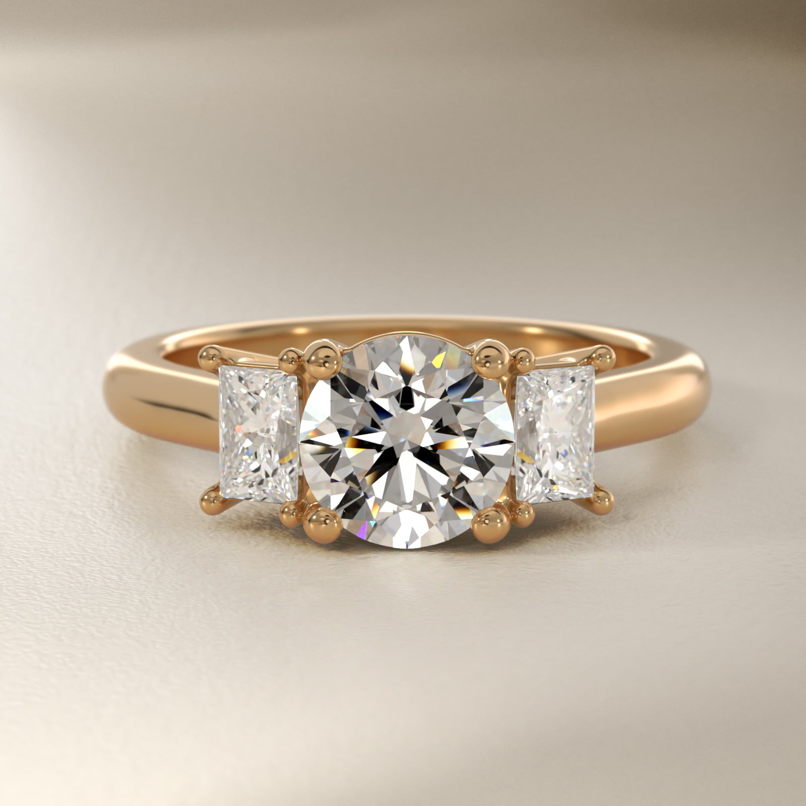 Three-Stone Elongated Princess Diamond Engagement Ring in 18k Yellow Gold (1/2 ct. tw.)