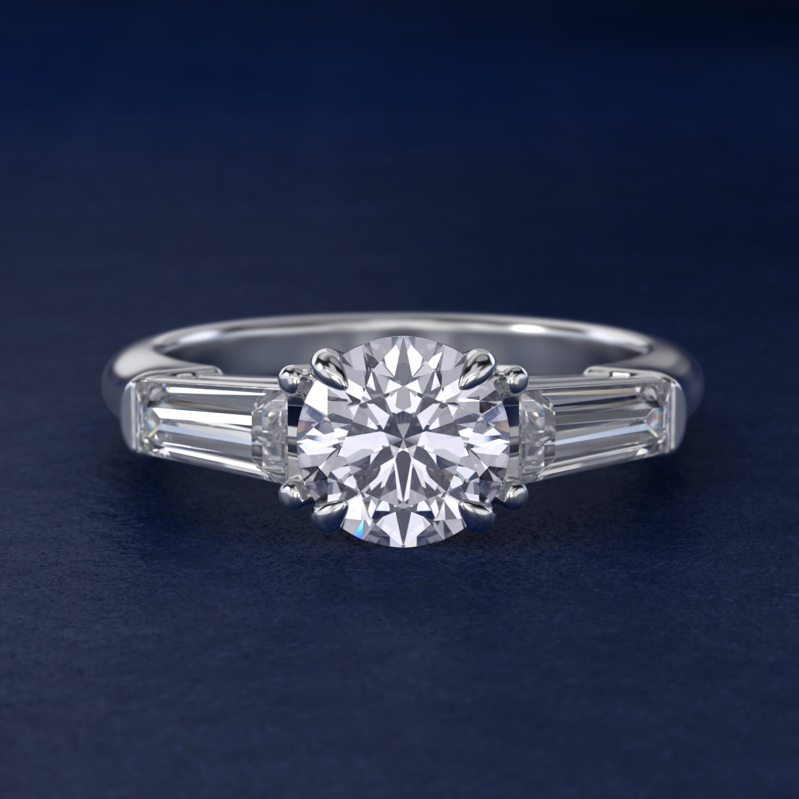 Three-Stone Tapered Baguette Diamond Engagement Ring in 18k White Gold (5/8 ct. tw.)
